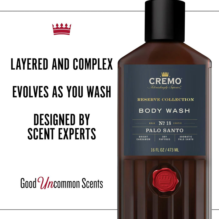 CREMO PALO SANTO Geschenk Set für Männer - Eau de toilette 100ml + Gel Douche 473ml - holziger Duft