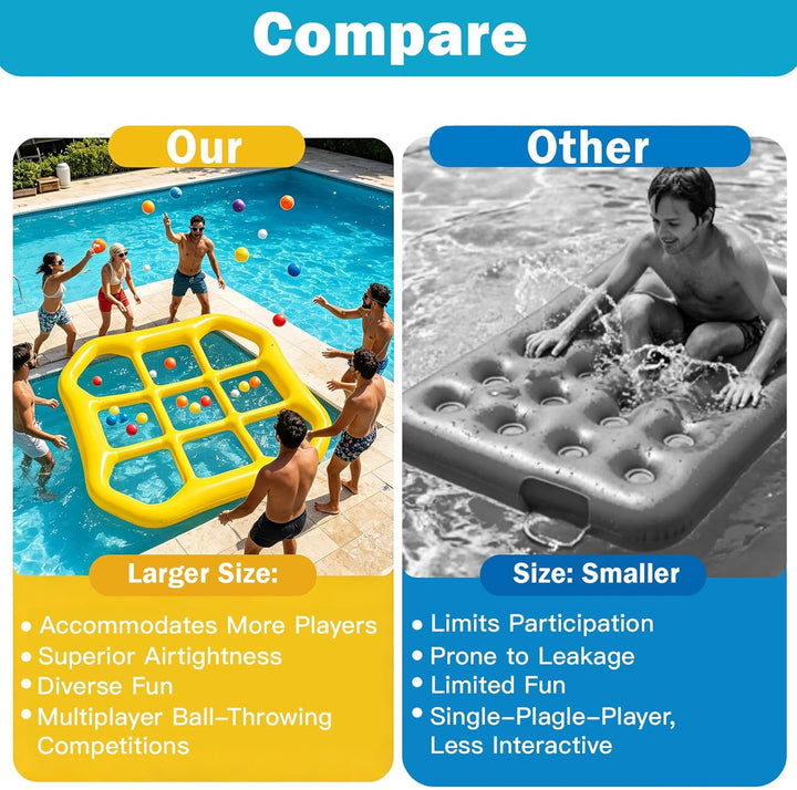 Aufblasbares Wasserspielzeug,Tic Tac Toe Pool Spielzeug mit 10 Aufblasbarer Ball,9-Kästchen-Gitter-W