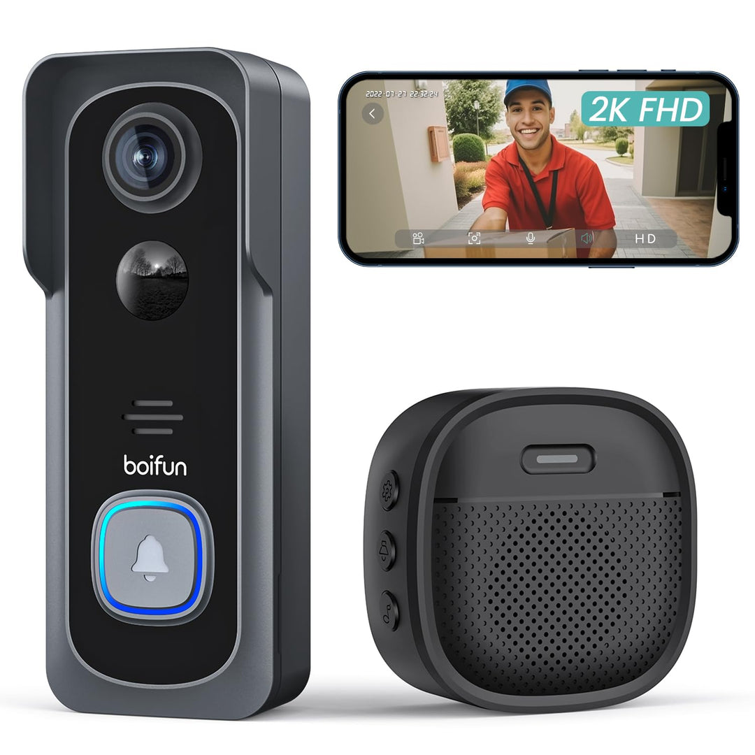 BOIFUN WLAN Video Türklingel mit Kamera, Ultra-HD-Funkklingel mit Kamera,Alexa-kompatibel, Nachtsich