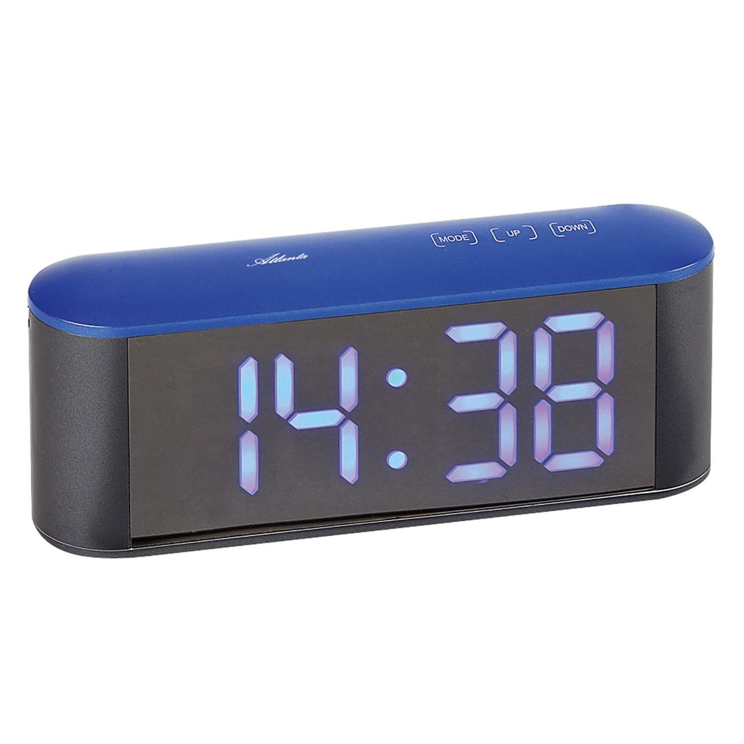 Atlanta 1133/5 Wecker mit LED-Anzeige Anthrazit/Blau