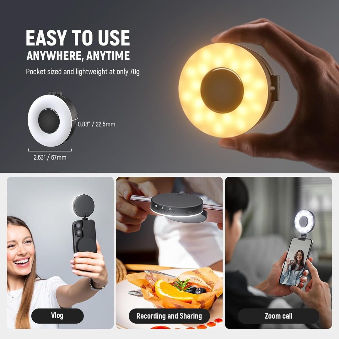 NEEWER Entry Level Version Magnetische Selfie Licht kompatibel mit iPhone MagSafe, 4 Modus CRI95+ 91