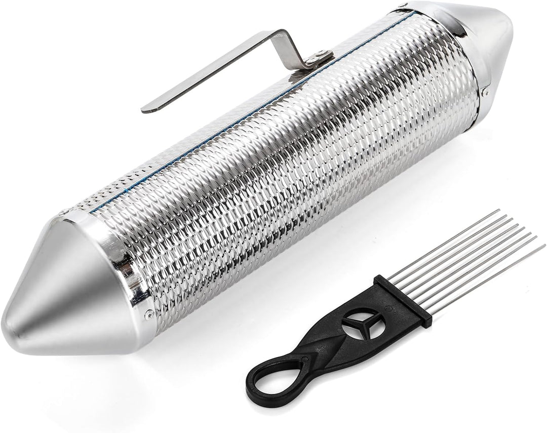SOUJOY Guiro-Instrument, Edelstahl-Guiro-Shaker mit 2 Schabern, 38,1 x 7,6 cm, lateinisches Percussi