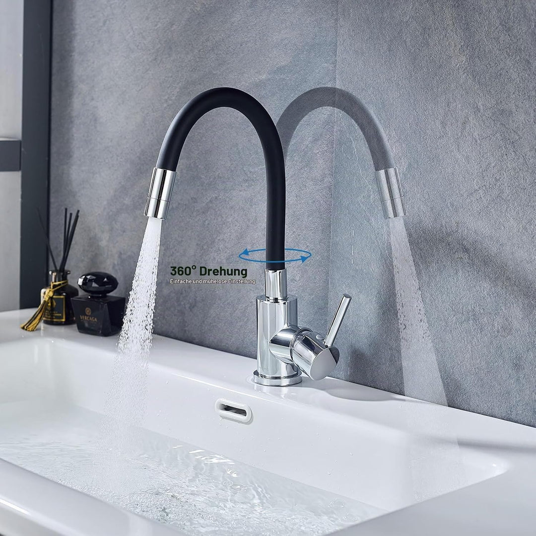 Wasserhahn Bad Mit 2 Wasserstrahlarten,Waschtischarmatur Aus Sicherer Silikonschlauch,360° drehbare,