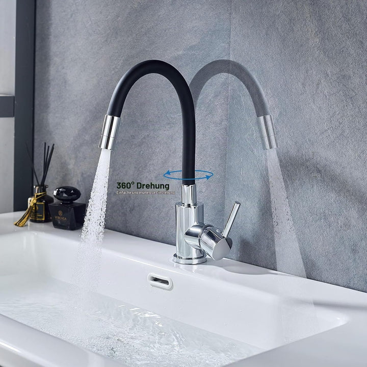 Wasserhahn Bad Mit 2 Wasserstrahlarten,Waschtischarmatur Aus Sicherer Silikonschlauch,360° drehbare,