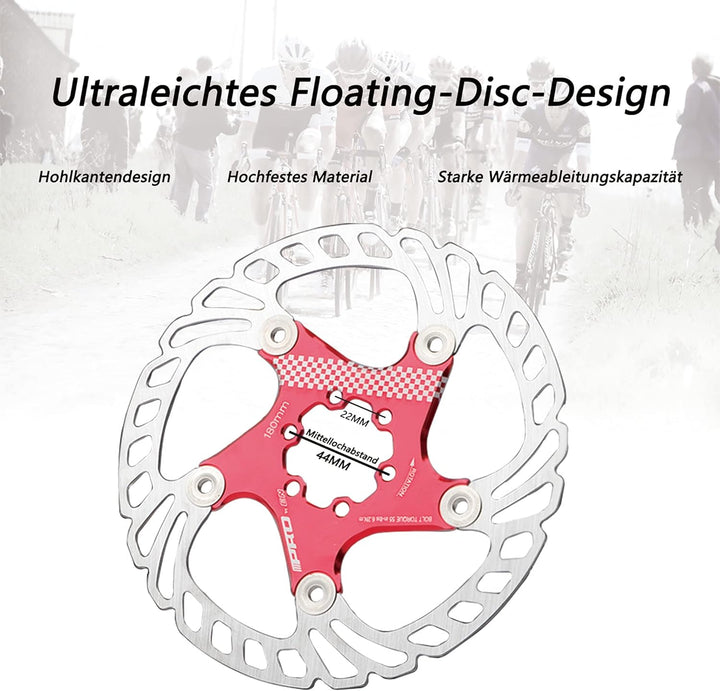 Fahrradscheibenbremsscheibe 160mm 180mm 203mm Mountainbike Schwimmscheibenrotor(Rot 203 mm) Rot 203m