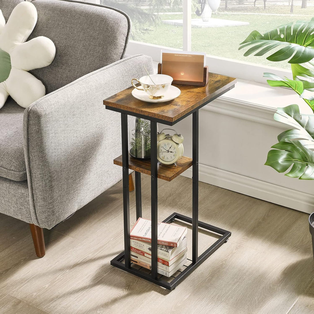 YMYNY Beistelltisch 2er-Set, Kaffeetisch mit Lagerregal, Drahtgeflecht, Eleganter Sofatisch, für Kaf