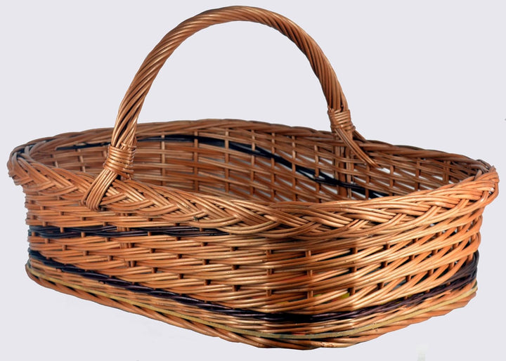 Tablett Serviertablett aus Weide mit festem Henkel und Bodenplatte mit Motiven zur Auswahl – 56×39×3
