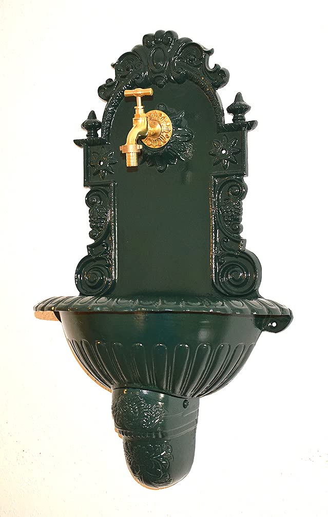 Wandbrunnen Graf von Gerlitzen Blumenampel Alu Bassena Wand Brunnen Kran Ablauf FOU2-G Kleiner kran