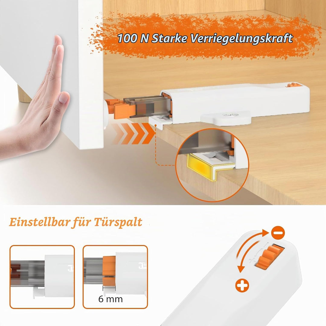 Push to Open Türöffner Heavy Duty Jiayi 2 Stück Drucktüröffner Magnet Schrank 40 N Feder Schnappvers