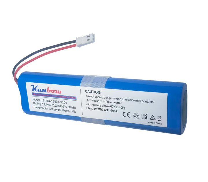 Kunbow 3200mAh Li-ion Akku,Ersatzakku für Medion MD 18500, MD 18501, MD 18600 Staubsauger.(14,4V/46.
