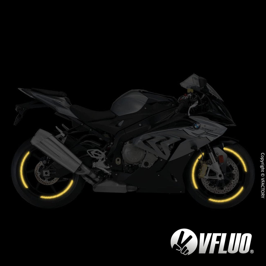 VFLUO - Kit Reflektierende Felgenrandaufkleber GP Motorrad, Aufkleber für 1 Rad 3M™-Technologie™, 36