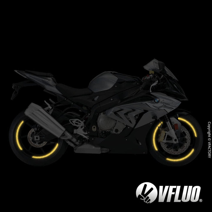 VFLUO - Kit Reflektierende Felgenrandaufkleber GP Motorrad, Aufkleber für 1 Rad 3M™-Technologie™, 36