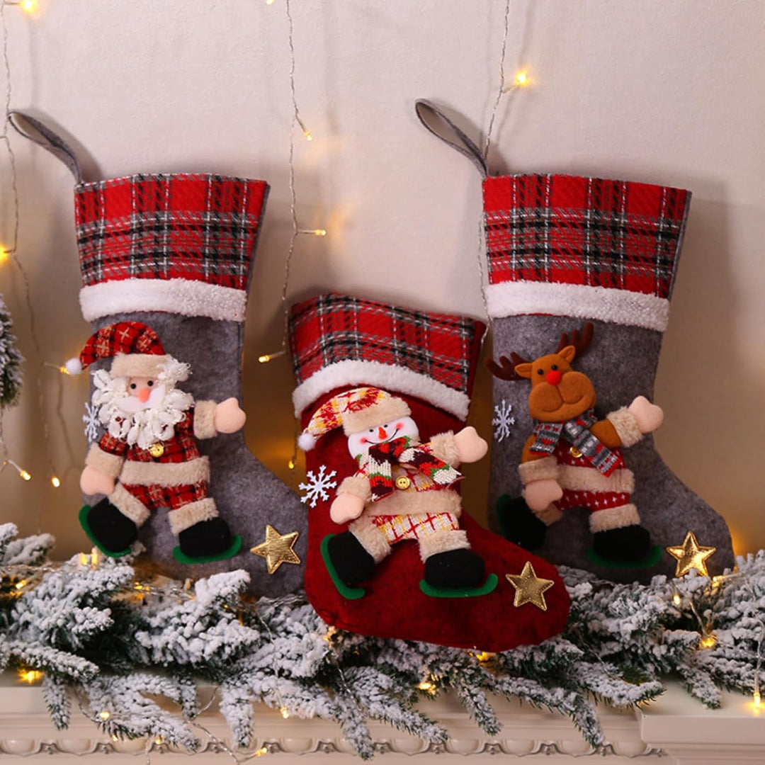 Weihnachtsstrumpf mit 4er, Grosse Nikolausstrumpf Kreative Puppe Weihnachtsstrümpfe Nikolausstiefel