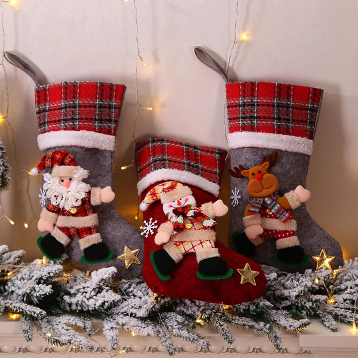 Weihnachtsstrumpf mit 4er, Grosse Nikolausstrumpf Kreative Puppe Weihnachtsstrümpfe Nikolausstiefel