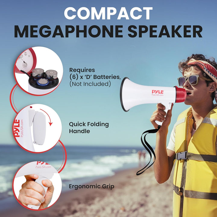 PYLE AUDIO INC Bluetooth Megaphone - PA Megaphone Speaker with Wired Microphone, Siren Alarm Mode, M