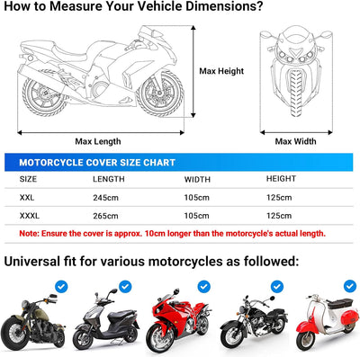 Favoto Verbesserte Version Wasserdicht Motorradabdeckung Motorrad Abdeckplane Motorradgarage Roller