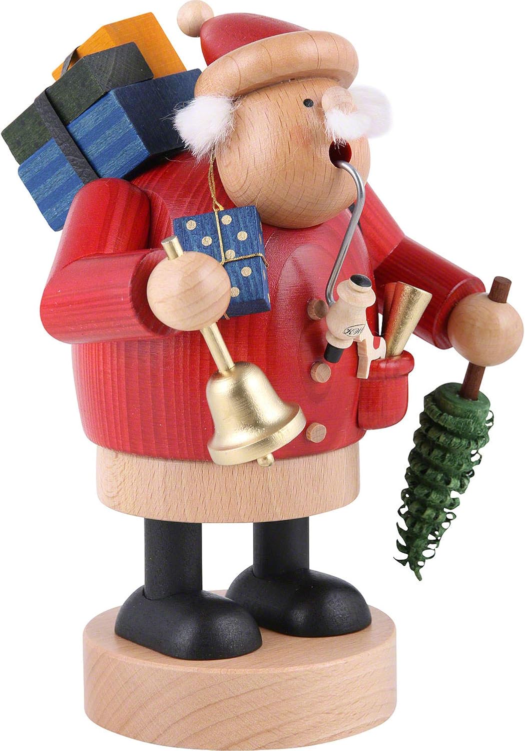 KWO Olbernhau 21507 Räuchermännchen Weihnachtsmann, 18 cm