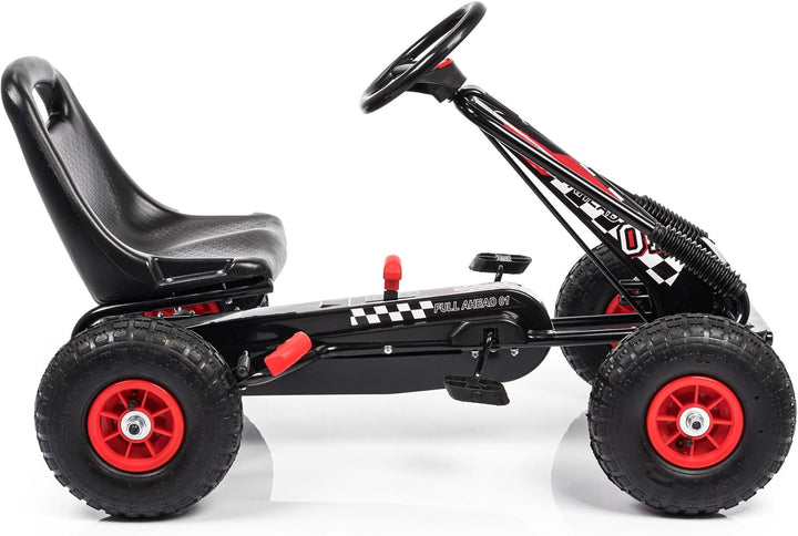 meteor Gokart Kinder mit Pedalen Tretfahrzeug mit Handbremse Luftreifen verstellbarem Sitz Kettenant