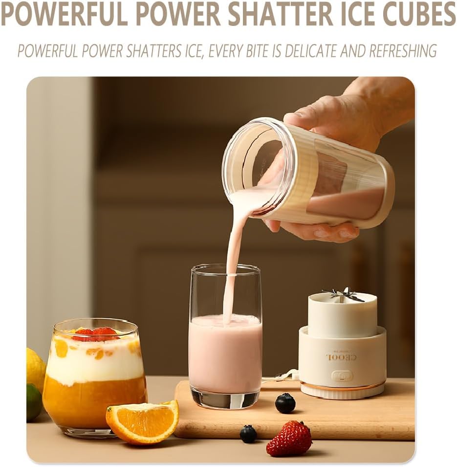 Tragbarer Mixer für Shakes und Smoothies, 340 ml, persönliche Grösse, Mixer mit 10 Edelstahlklingen,