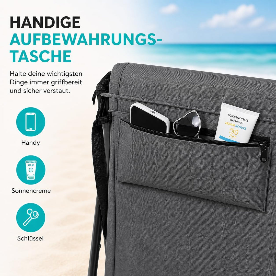 Intimo Living Strandliegen mit stufenlos Verstellbarer Rückenlehne - Die Strandmat gefüllt mit Komfo