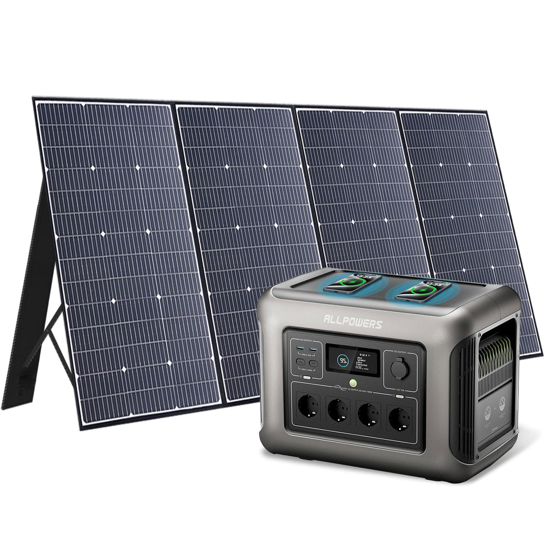 ALLPOWERS Solargenerator R1500, 1152WH LiFePO4 Batterie, 4x 1800W (3000W Spitze) AC Ausgang Tragbare