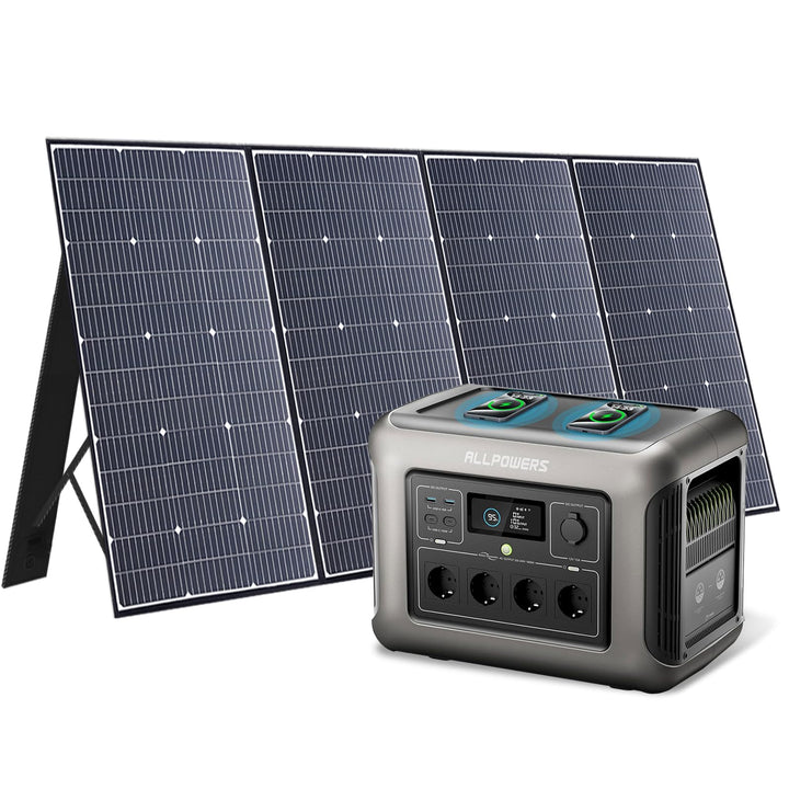 ALLPOWERS Solargenerator R1500, 1152WH LiFePO4 Batterie, 4x 1800W (3000W Spitze) AC Ausgang Tragbare
