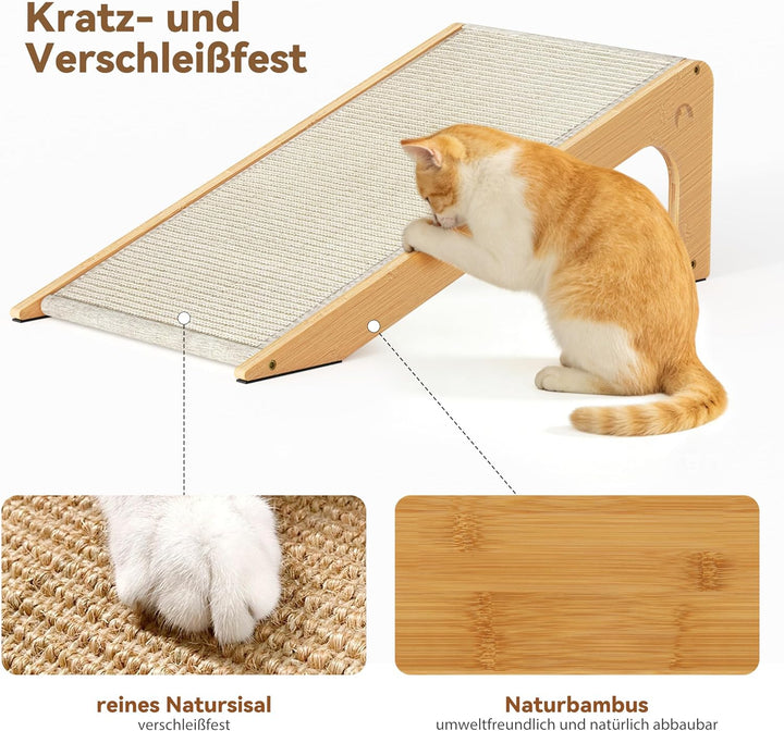 Kratzbrett fur Katzen - L-formiges Sisal Katzen Kratzbrett aus Bambus zur Krallenpflege - Kratzbrett