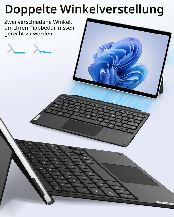 ORDA Surface Pro 7 Tastatur, Kompatibel mit Surface Pro 7+/7/6/5/4 mit Multi-Geste-Trackpad, 12.3 Zo