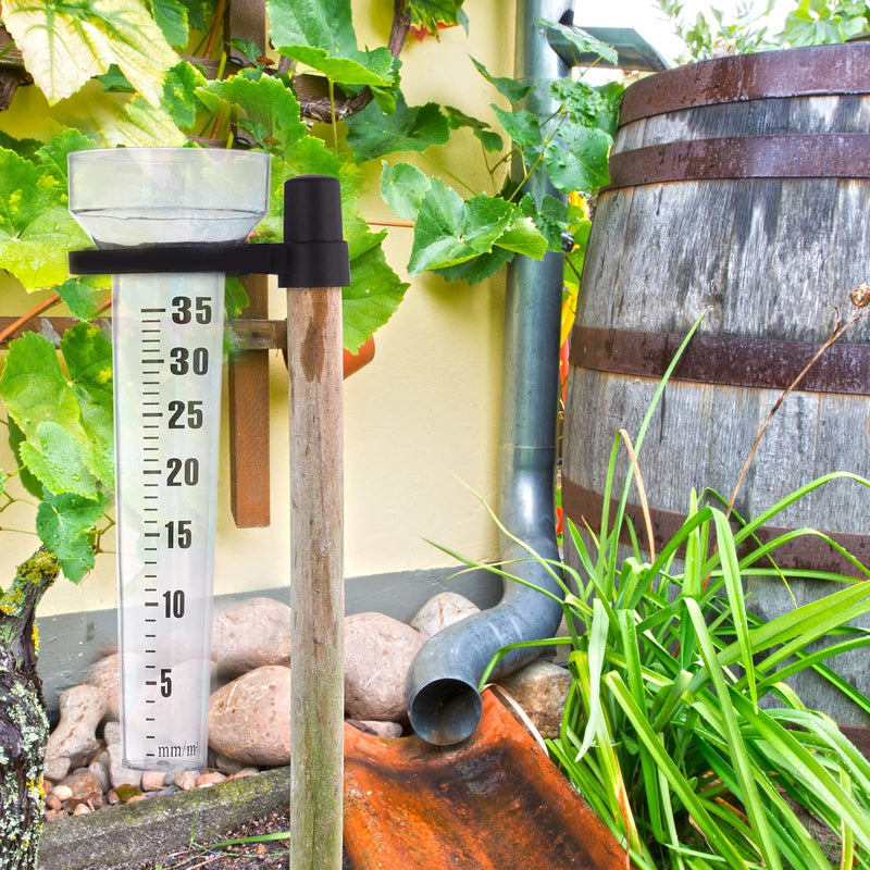 10 x Regenmesser im Set, mit Halter, Niederschlagsmesser Garten, grosse Anzeige 35 mm/m², Kunststoff