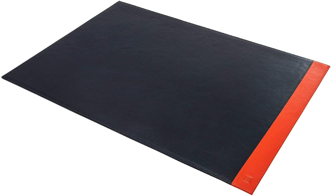 DUDU Schreibtischunterlage Büro aus zweifarbigem Leder 650x440 mm rutschfest mit genähtem Rand Navy,