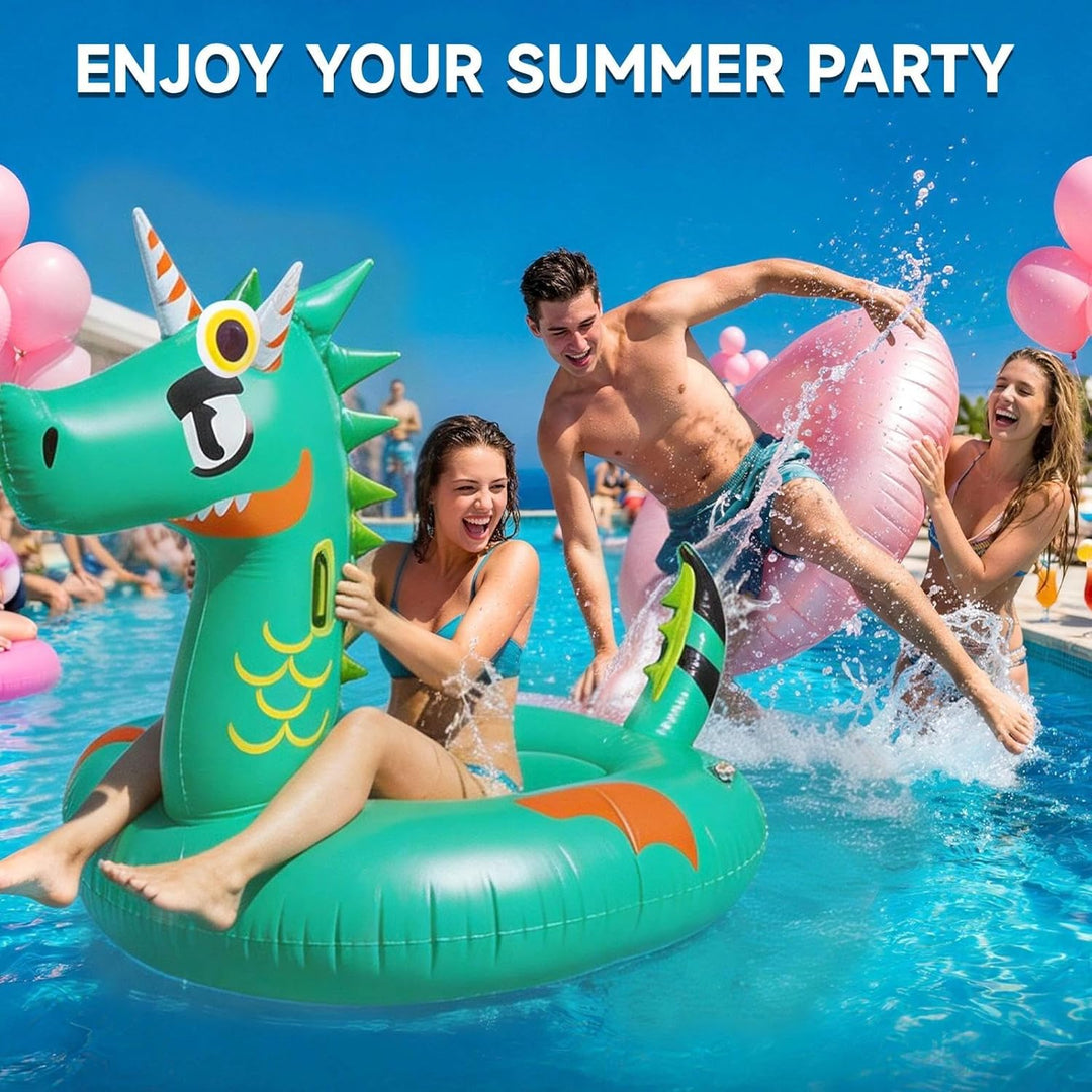 Flamingo Aufblasbar Einhorn, Luftmatratze Pool Erwachsene, Reittier Aufblasbar, Schwimmtier Dinosaur
