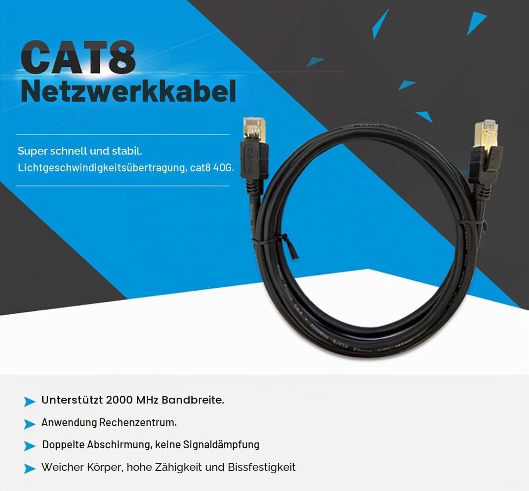 2,5 GBase-T PCIe 3.1 Netzwerkadapter mit Intel I225-V + 91 cm Cat8 Ethernet-Kabel 2500/1000/100 Mbps