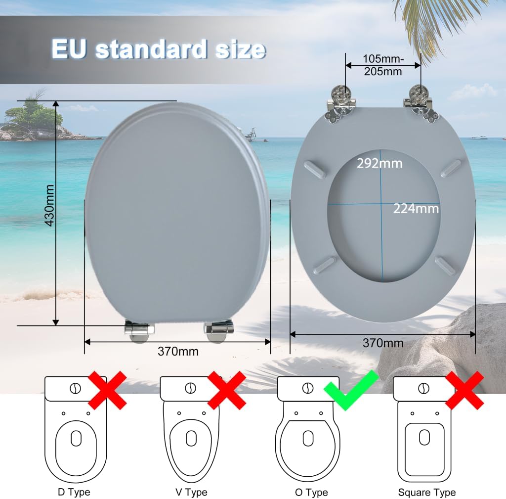SAINOS MDF-Toilettensitz mit Soft-Close-Mechanismus, O-förmiger Toilettensitz mit verstellbaren Scha