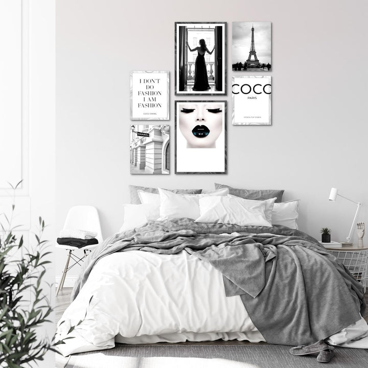 Novart Wandbilder Set Fashion Coco - KEIN EXTRA RAHMEN BENÖTIGT - Modern Deko - Wohnzimmer Mädchen T