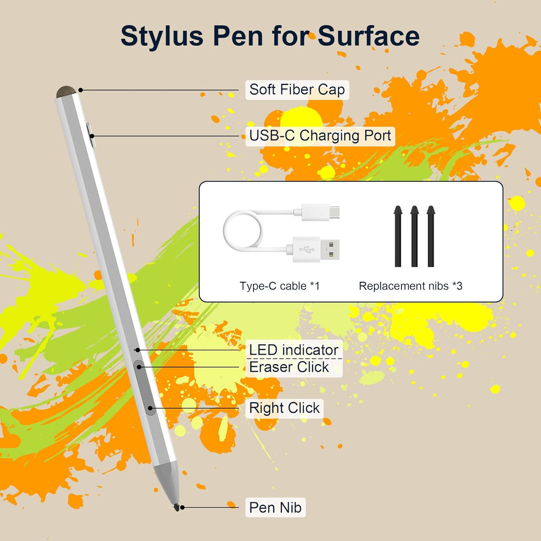 Surface Pen Stylus Stift für Microsoft Surface Pro 11/9/8/7/6/5/4/3, Surface Go 3/2/1 Surface Laptop