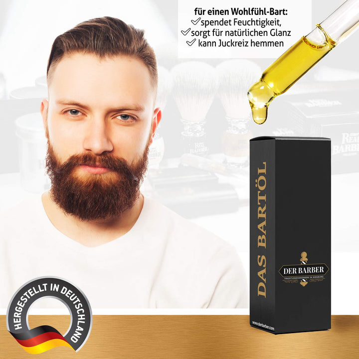 Das Bartöl von Der Barber - extrem ergiebiges Bart Öl - vegan - beruhigt die Haut - Beard Oil Made i