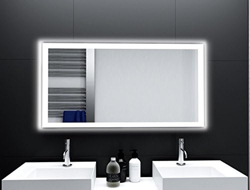 SARAR | LED Badspiegel Sete mit LED-Beleuchtung, eckiger Wandspiegel mit rundum Beleuchtung, Leuchts