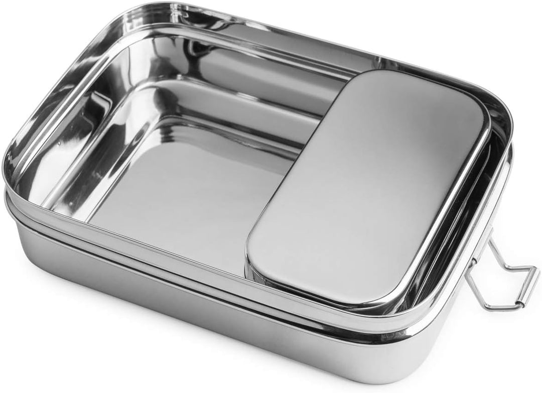 Brotzeit Lunchbox 2in1 Two-in-one Brotdose Jausenbox aus Edelstahl 18x13x5cm