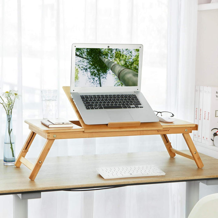 SONGMICS Laptoptisch, klappbarer und höhenverstellbarer Notebooktisch, mit Lüftungslöchern, für Link