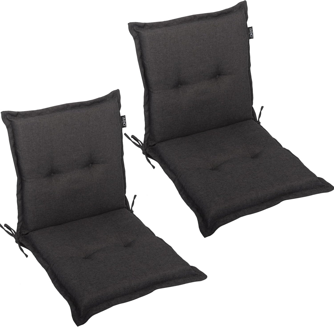 LILENO HOME Gartenstuhl Auflagen als [2er Set - Niedriglehner] in Anthrazit Y - bequeme Liegen als S