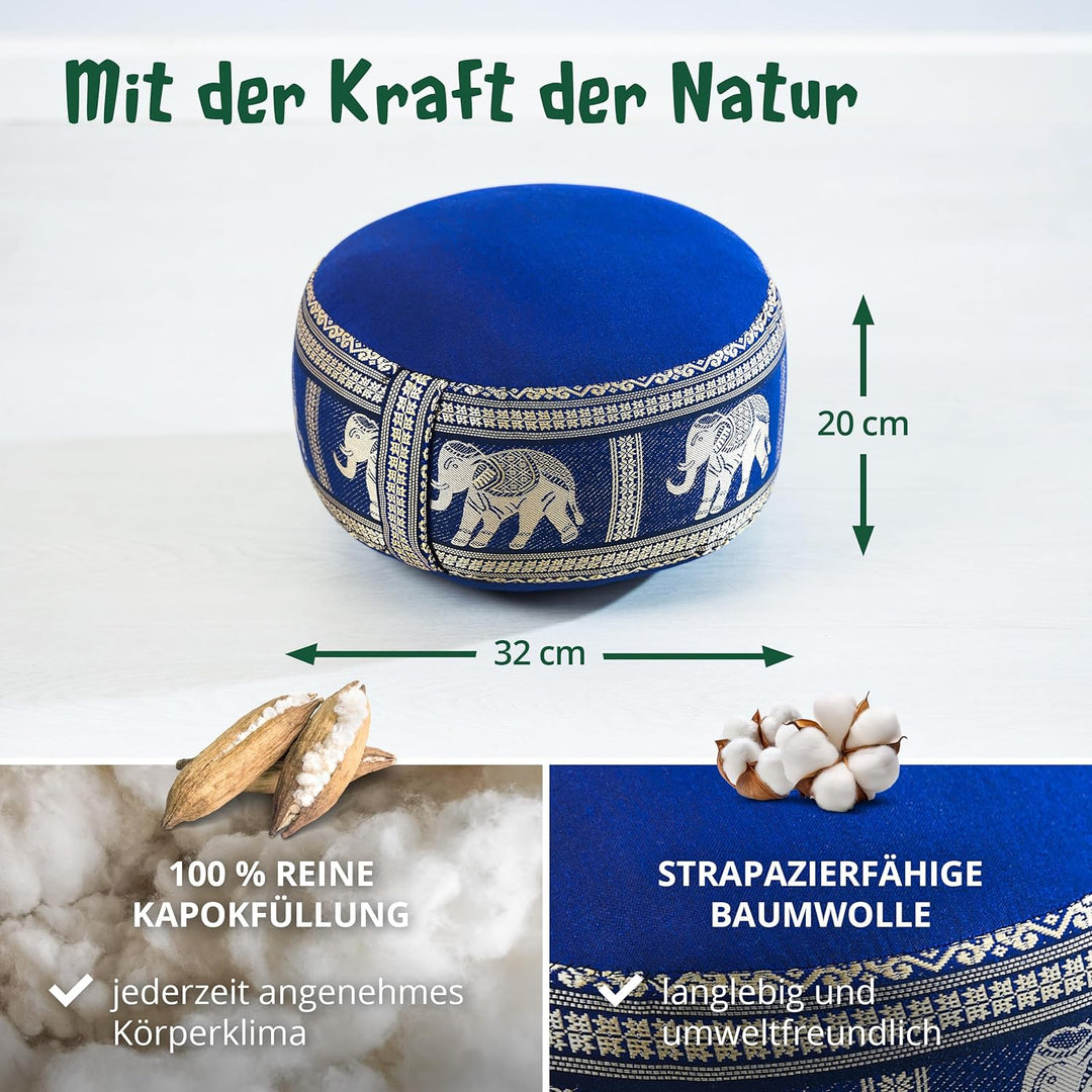 Livasia Meditationskissen Thaiseide, Yogakissen klein mit Kapok, Pouf, Bodenkissen Yoga Zen Meditati
