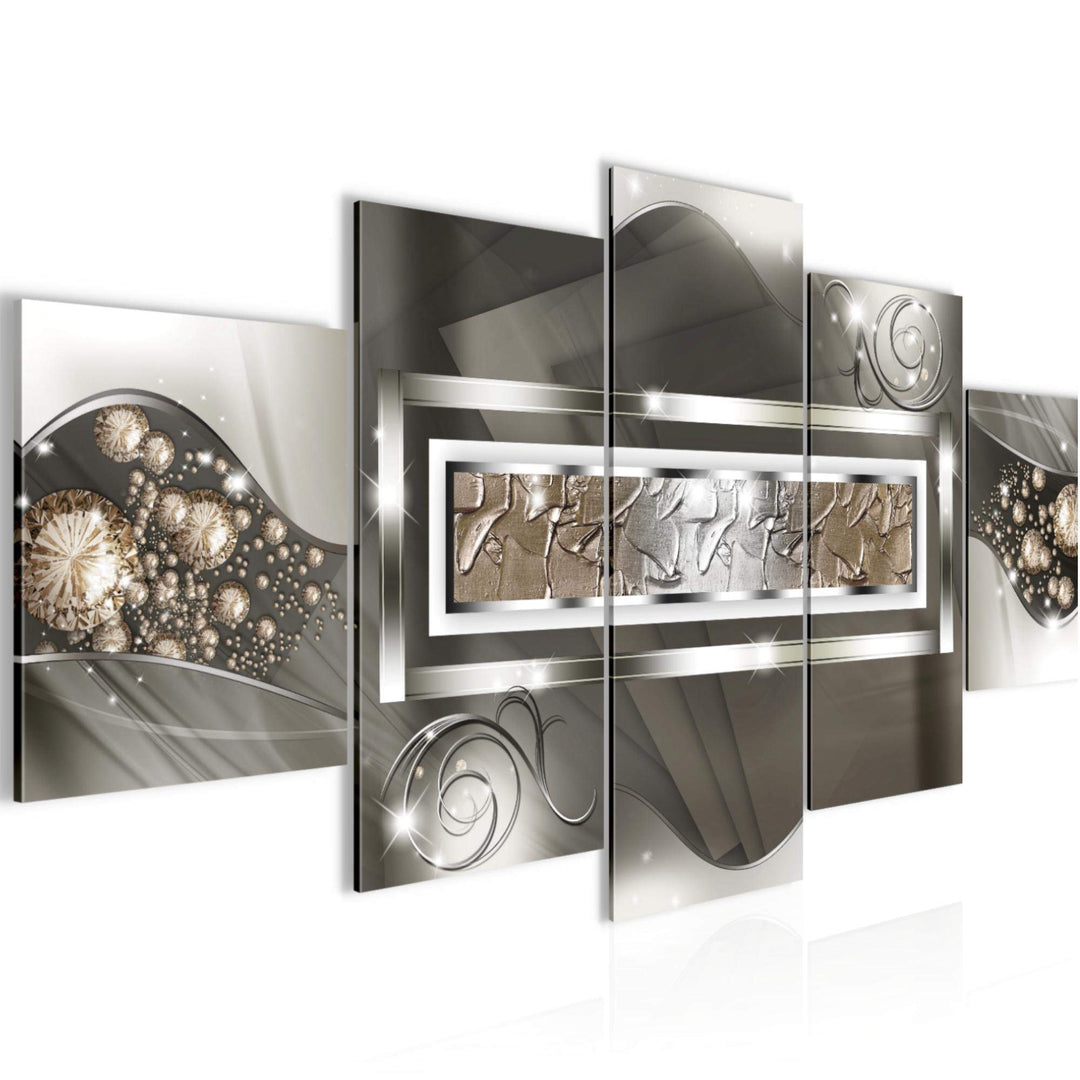 Runa Art Bild Wohnzimmer Schlafzimmer Abstrakt 5 Teilig Diamant Beige Braun Wandbilder auf Vlies Lei
