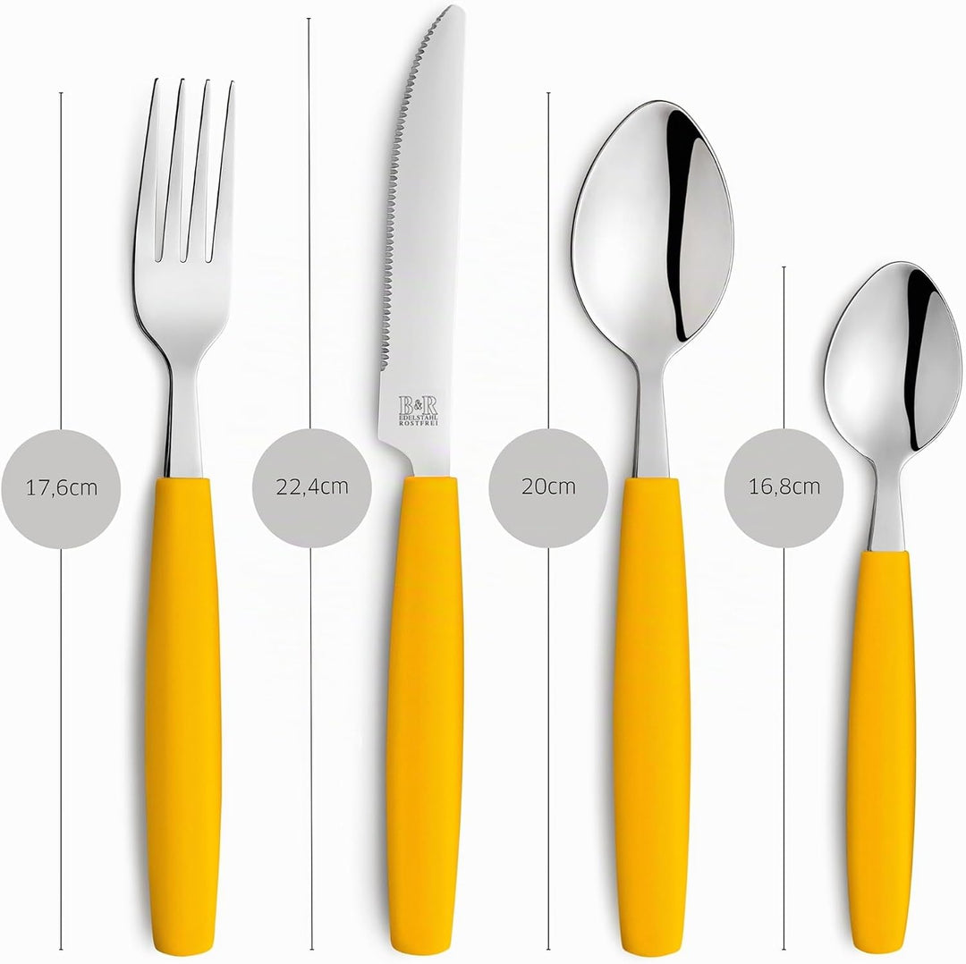 Beckmann &amp; Rommerskirchen VALOA Besteck Set 4 Personen - 16-teilig - Gelb - Spülmaschinenfest - Hoch