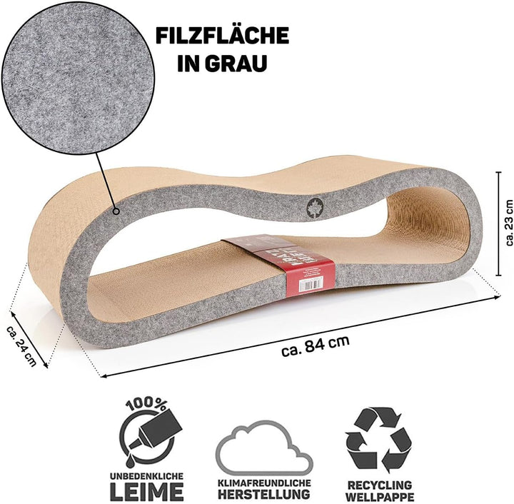 CanadianCat Company | Kratzbrett Orbit 2.0 mit Filz-Front - Kratzmöbel aus Wellpappe inkl. Katzenmin
