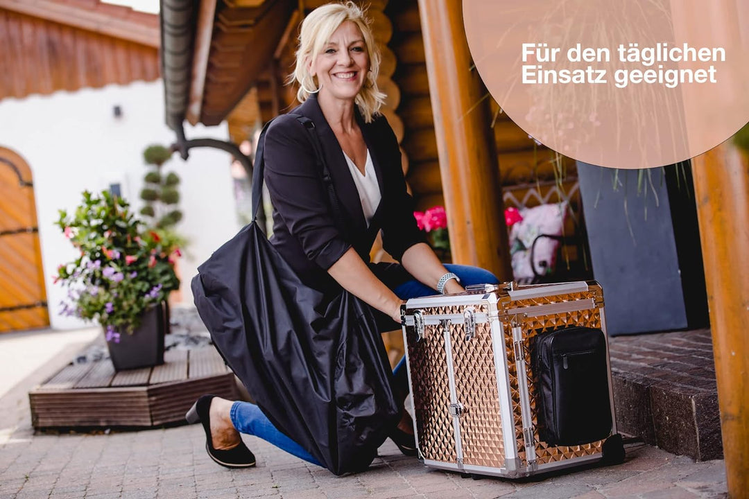 Fusspflegekoffer Rollkoffer ideal für die Mobile Fusspflege Trolley-Koffer Glamour Rosagold Metallic