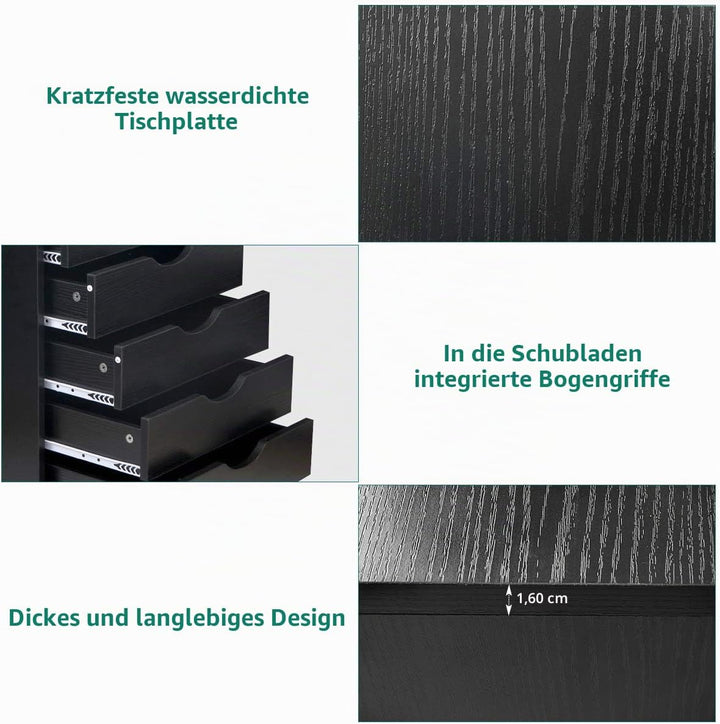 YITAHOME Rollcontainer, Mobiler Aktenschrank mit Riemenscheibe, Schliessfächer Haushalte für A4 Papi