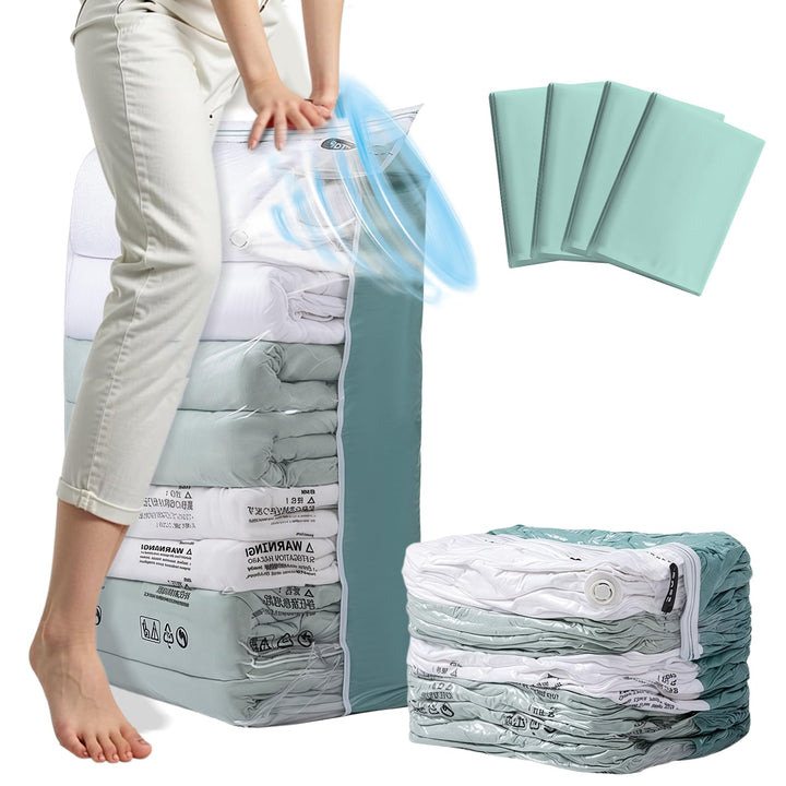 4 Pack Würfel Vakuumbeutel für Kleidung, Jumbo (80x100x38 cm), Wiederverwendbar Cube Vakuumbeutel fü