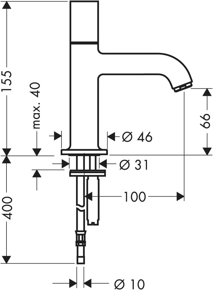 Axor 38130000 Uno Standventil, Auslauf Höhe 70mm für Kaltwasser, ohne Ablaufgarnitur,