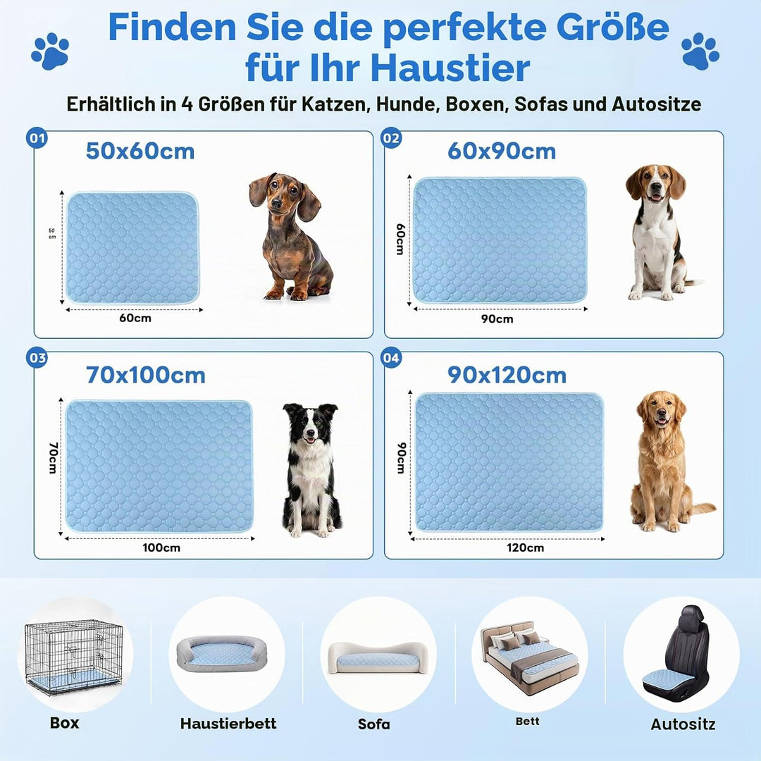 Gimars XXL Kühlmatte Hund aus kühlendem Ice-Silk Stoff, Waschbare Wasserfeste Hundematte für den Som