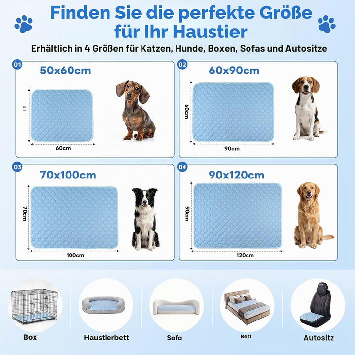 Gimars XXL Kühlmatte Hund aus kühlendem Ice-Silk Stoff, Waschbare Wasserfeste Hundematte für den Som